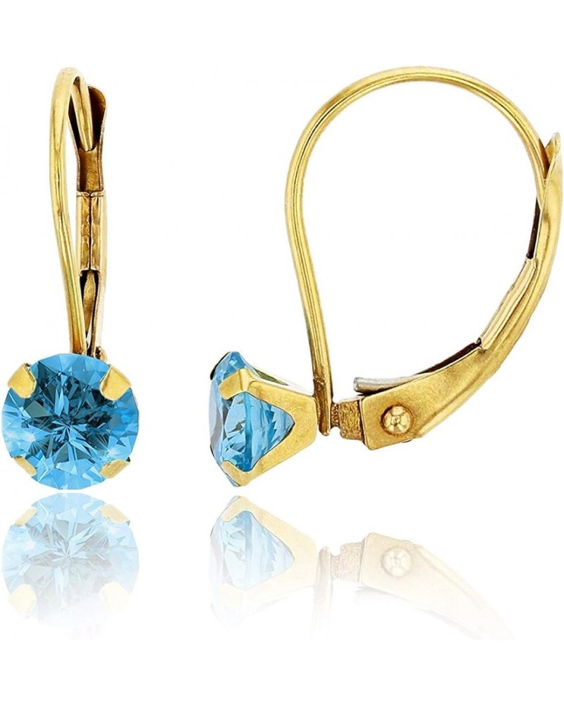 10K Yellow Gold 6mm Round Gemstone Martini Leverback Earring swiss-blue-topaz $28.62 Earrings