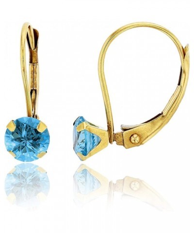 10K Yellow Gold 6mm Round Gemstone Martini Leverback Earring swiss-blue-topaz $28.62 Earrings