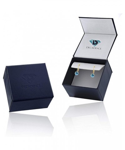 10K Yellow Gold 6mm Round Gemstone Martini Leverback Earring swiss-blue-topaz $28.62 Earrings