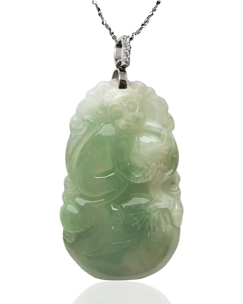 Chinese Zodiac Jade Necklace, Real Grade A Certified Burma Jadeite Small Monkey One of Kind $25.98 Necklaces