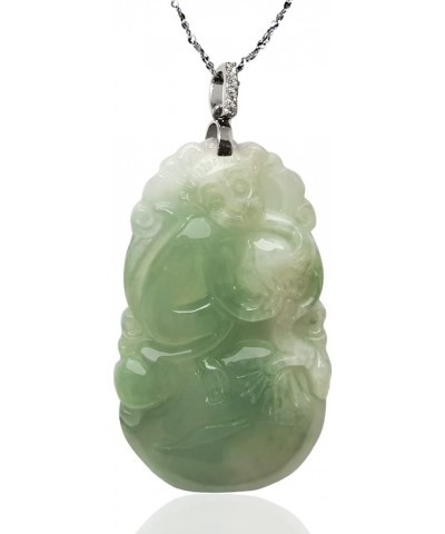 Chinese Zodiac Jade Necklace, Real Grade A Certified Burma Jadeite Small Monkey One of Kind $25.98 Necklaces