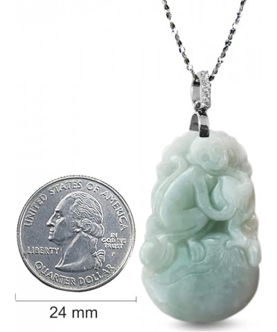 Chinese Zodiac Jade Necklace, Real Grade A Certified Burma Jadeite Small Monkey One of Kind $25.98 Necklaces