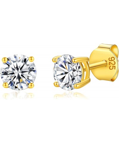 925 Sterling Silver 4 Prong Pure Brilliance Cubic Zirconia Stud Earrings Hypoallergenic Gold 5mm Sterling Silver $8.75 Earrings