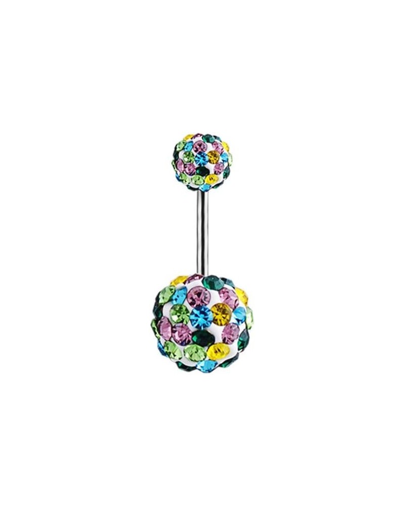 Fashion Jewelry Shamballa Belly Button Ring Body Piercing Jewelry Navel Balls Ring Barbell Set Rainbow $7.53 Body Jewelry