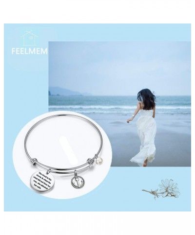 She Stood in The Storm Adjusted Her Sails Keychain Anchor Charm Inspirational Gift Bangle Bracelet $10.27 Pendants