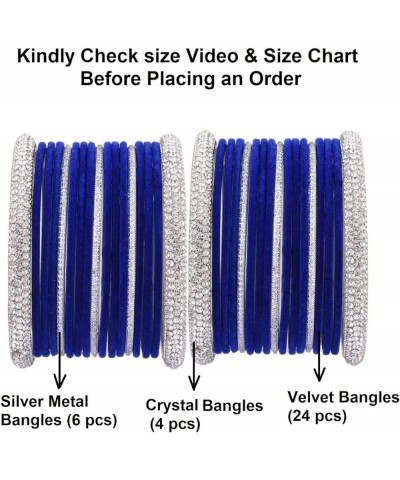 Indian Bangles for Women Indian Bangles Set Bollywood Plain Metal Velvet Bangle Bracelets Costume Jewelry for Women & Girls (...