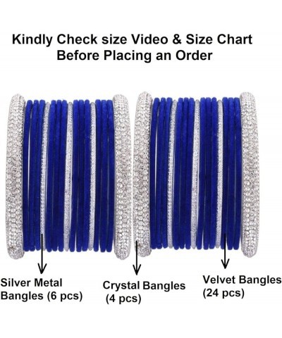 Indian Bangles for Women Indian Bangles Set Bollywood Plain Metal Velvet Bangle Bracelets Costume Jewelry for Women & Girls (...