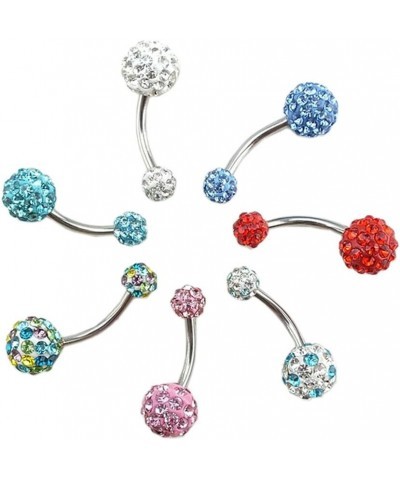 Fashion Jewelry Shamballa Belly Button Ring Body Piercing Jewelry Navel Balls Ring Barbell Set Rainbow $7.53 Body Jewelry