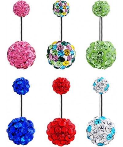 Fashion Jewelry Shamballa Belly Button Ring Body Piercing Jewelry Navel Balls Ring Barbell Set Rainbow $7.53 Body Jewelry