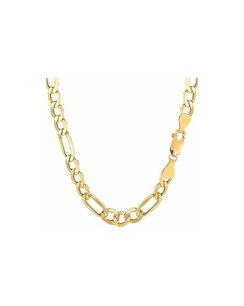 10k SOLID Yellow Gold 1.9mm, 2.6mm, 3.7mm, 4.5mm, 5.3mm, 6.6mm, OR 7.9mm Diamond-Cut Classic Figaro Chain Necklace Bracelet A...