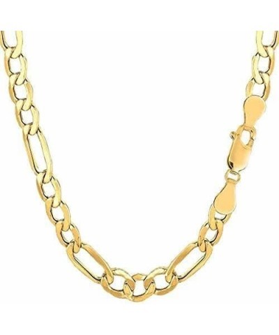 10k SOLID Yellow Gold 1.9mm, 2.6mm, 3.7mm, 4.5mm, 5.3mm, 6.6mm, OR 7.9mm Diamond-Cut Classic Figaro Chain Necklace Bracelet A...