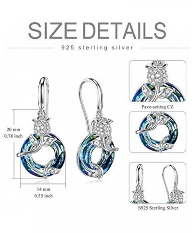 Volcano Rose/Star Dangle Earrings Sterling Silver Rose Gold Plated Austrian Crystal Jewelry Gifts for Women B-Blue Rose $15.8...