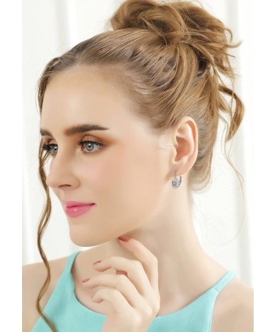 Drop Earrings for Women Girls, Sterling Silver 6x4mm Crystal Oval Halo Leverback Earrings Pink $19.11 Earrings