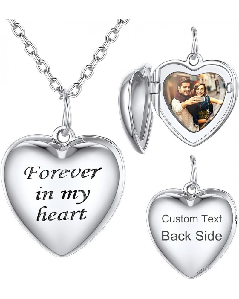 Personalized & Engraved Locket Necklace with 18" Chain -Angel Wings Locket, Custom Heart Locket Pendant That Holds Picture, S...