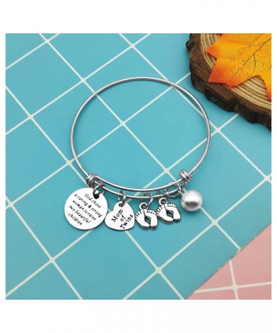 Mom Bracelets Twins Jewelry Gift God Chose A Caring & Strong Woman to Raise Two Twin Mom Jewelry Footprint Charm Expandable B...