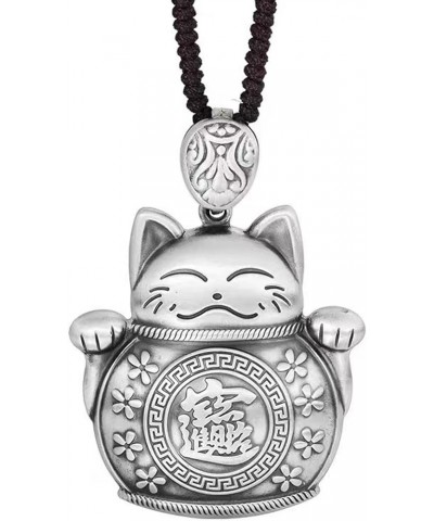 Retro Stereo 925 Sterling Silver Charm Lucky Cat Necklace Pendant Lucky Fortune Cute Jewelry,Silver,Large Large Silver $18.90...