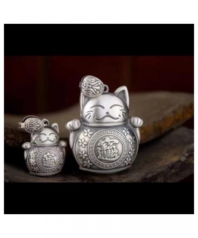 Retro Stereo 925 Sterling Silver Charm Lucky Cat Necklace Pendant Lucky Fortune Cute Jewelry,Silver,Large Large Silver $18.90...