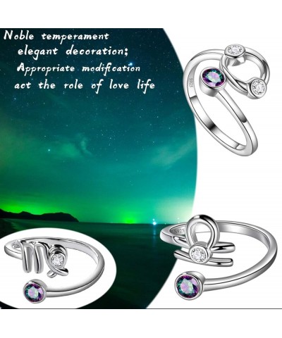 Adjustable Zodiac Sign Ring 925 Sterling Silver Fine Jewelry Gifts Rainbow Mystic Topaz Zirconia 12 Constellation Ring Astrol...