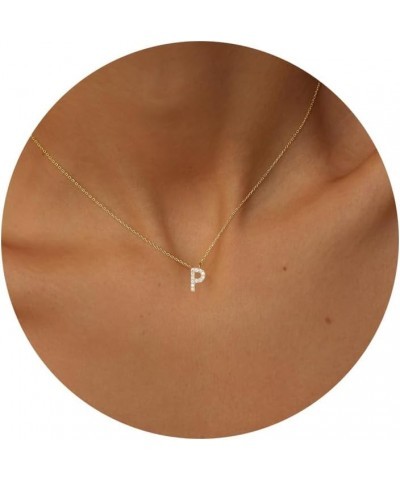 Initial Necklaces for Women,Dainty Gold Letter Necklace 14K Gold Plated Initial Necklace Cute CZ Personlized Name Pendant Nec...