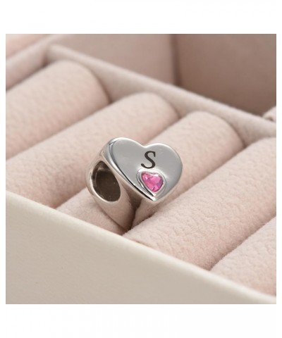 Initial A-Z Letter Love Pink Heart Alphabet Bead Charms Compatible with Pandora Charm Bracelets for Women O $8.33 Bracelets