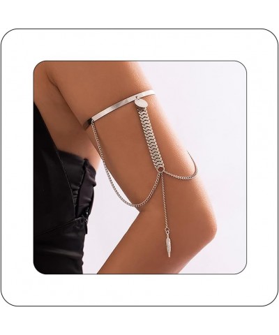 Punk Chain Tassel Upper Arm Cuff Cute Butterfly Disc Shell Star Coin Leaf Charm Pendant Arm Bracelet Bangle Open Greek Armlet...