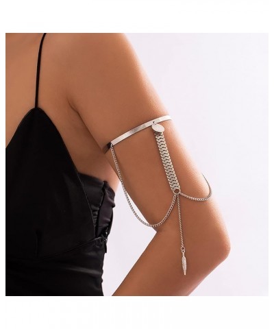 Punk Chain Tassel Upper Arm Cuff Cute Butterfly Disc Shell Star Coin Leaf Charm Pendant Arm Bracelet Bangle Open Greek Armlet...