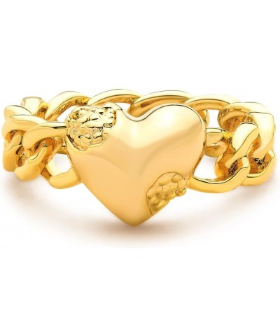 Gold Heart Ring for Women Link Chain 14K Gold Plated Minimalist Stack Thick Band Finger Jewelry Size 5-8 $9.87 Rings