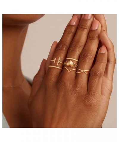 Gold Heart Ring for Women Link Chain 14K Gold Plated Minimalist Stack Thick Band Finger Jewelry Size 5-8 $9.87 Rings