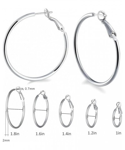 Stainless Steel Large Hoop Earrings,316L Lightwight Hoop Earrings Set for Women 3/4/5 Pairs 20-50mm 5 Pairs $10.25 Earrings