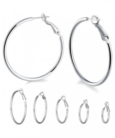 Stainless Steel Large Hoop Earrings,316L Lightwight Hoop Earrings Set for Women 3/4/5 Pairs 20-50mm 5 Pairs $10.25 Earrings