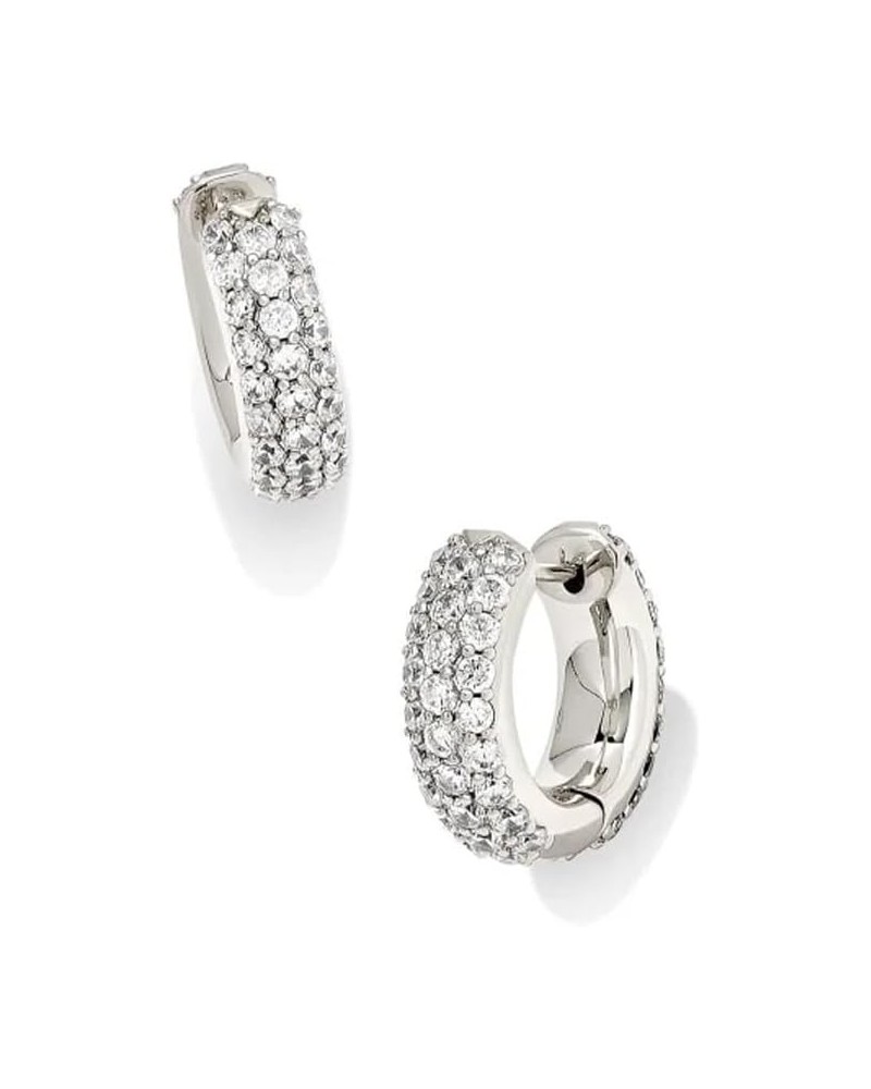 Mikki Pave Huggie Earrings, Fashion Jewelry For Women RHODIUM $33.00 Earrings