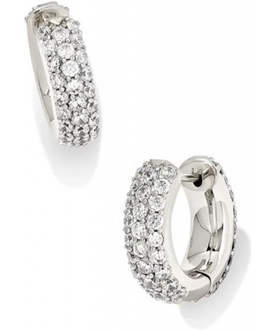 Mikki Pave Huggie Earrings, Fashion Jewelry For Women RHODIUM $33.00 Earrings