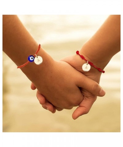 Red Evil Eye Bracelets for Women Men Red Strings Bracelet with Letter Disc Charm Handmade Good Luck Protection Bracelet Link ...