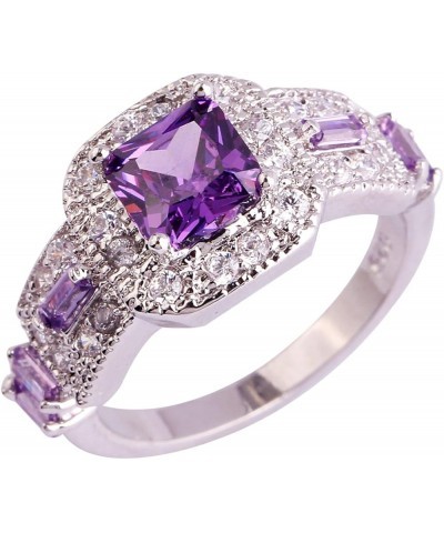 925 Sterling Silver Plated Created Amethyst Halo Brilliant Women Girl Statement Ring Purple-1 US13 $3.63 Rings