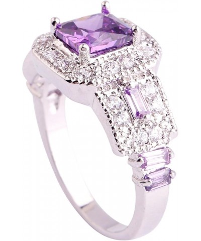 925 Sterling Silver Plated Created Amethyst Halo Brilliant Women Girl Statement Ring Purple-1 US13 $3.63 Rings