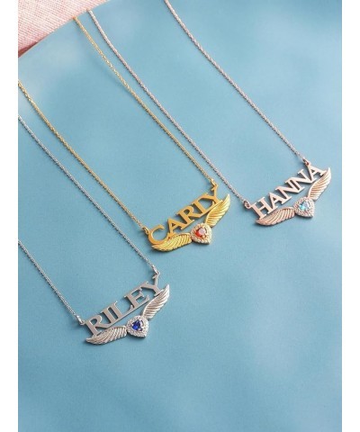 Personalized Name Necklace with Birthstone Sterling Silver 10k/14k/18k Gold Plated Initial Letter Necklace for Women Lovers H...