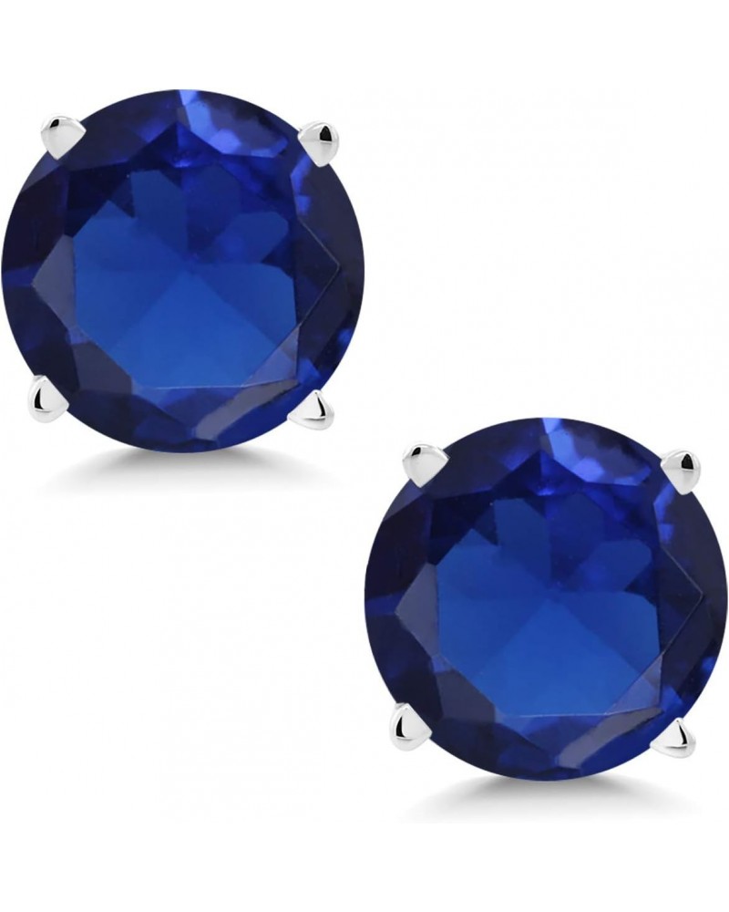 14K White Gold Blue Created Sapphire Stud Earrings For Women (1.50 Cttw, Round 6MM) $90.00 Earrings