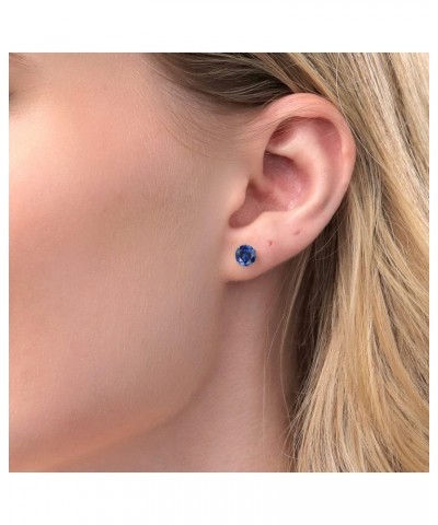 14K White Gold Blue Created Sapphire Stud Earrings For Women (1.50 Cttw, Round 6MM) $90.00 Earrings