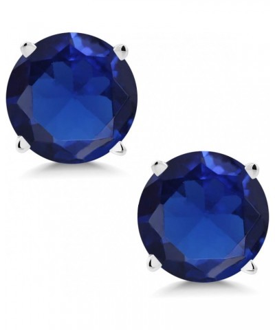 14K White Gold Blue Created Sapphire Stud Earrings For Women (1.50 Cttw, Round 6MM) $90.00 Earrings