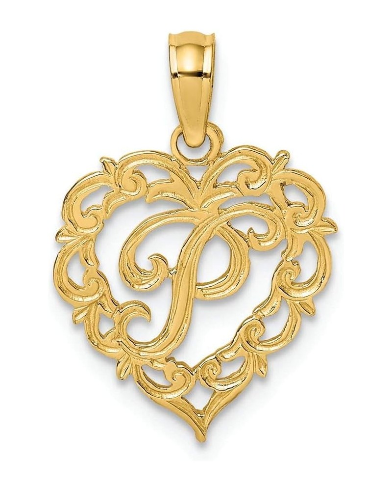 14k Yellow Gold Script Initial in Heart Charm P $46.55 Bracelets