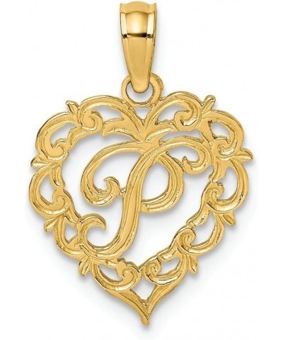 14k Yellow Gold Script Initial in Heart Charm P $46.55 Bracelets