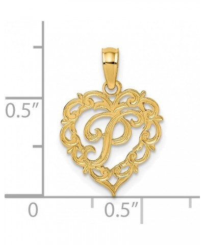 14k Yellow Gold Script Initial in Heart Charm P $46.55 Bracelets