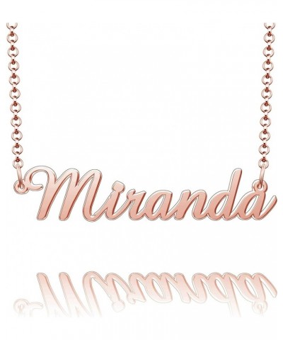 Sterling Silver Pendant Customized Plate Personalized Name Necklace Gift for Women Couple Miranda Rose Gold $14.15 Necklaces