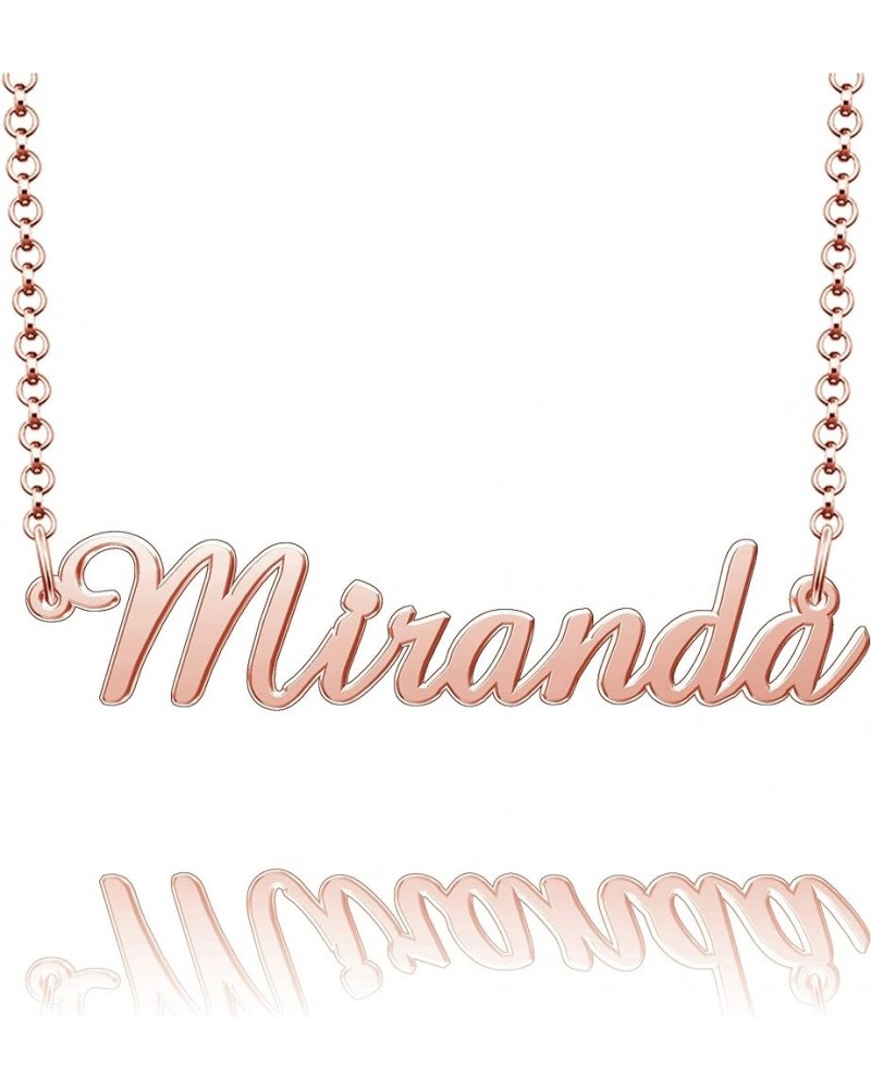 Sterling Silver Pendant Customized Plate Personalized Name Necklace Gift for Women Couple Miranda Rose Gold $14.15 Necklaces