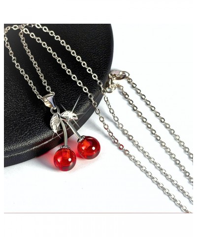 Cherry Red Agate Stone Sterling Silver Pendant Necklace Water Waves chain $16.79 Necklaces