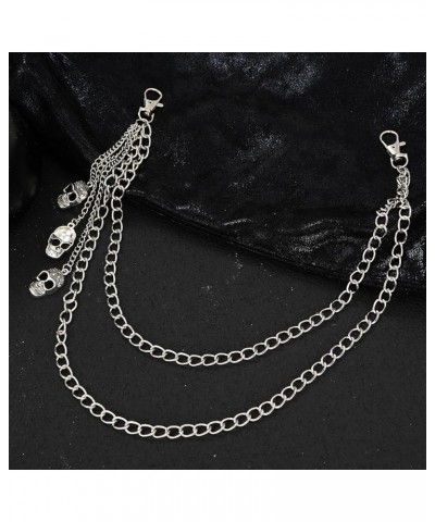 Layered Pant Chains - Stylish Denim Chains for Gothic Punk Fashion - Pocket Chains for Men and Women Silver Skull $10.43 Body...