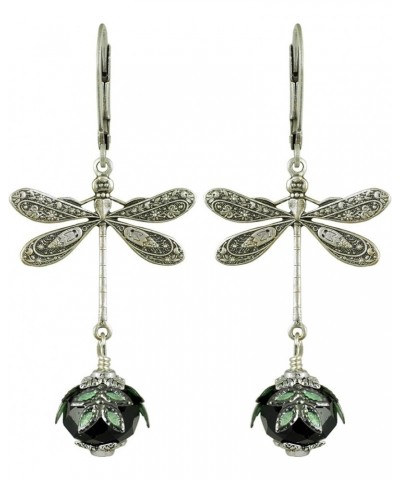 Hand Painted Victorian Earrings - Dragonfly Daze Black and Silver $16.64 Earrings