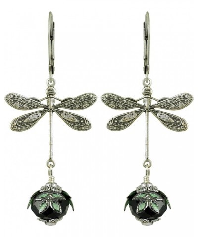 Hand Painted Victorian Earrings - Dragonfly Daze Black and Silver $16.64 Earrings