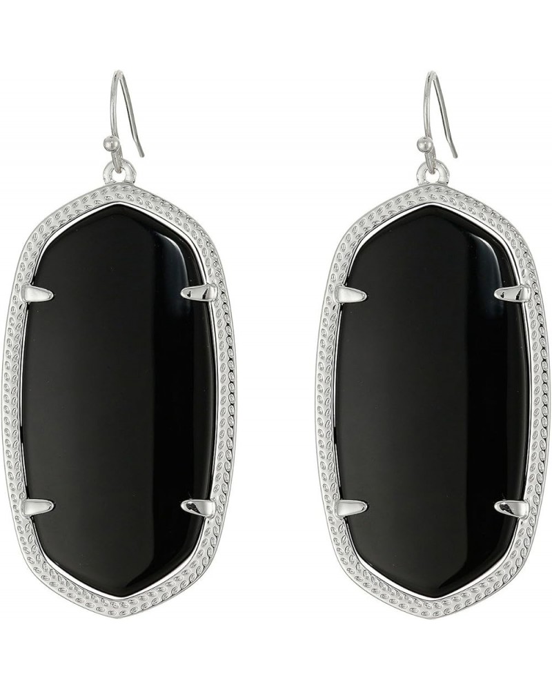 Danielle Statement Earrings for Women, Fashion Jewelry Black Glass/Rhodium plated $40.15 Earrings