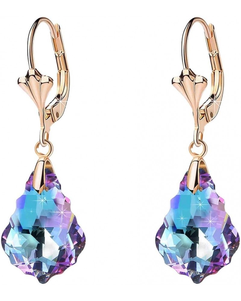 Austrian Crystal Baroque Drop Leverback Earrings for Women Fashion 14K Gold Plated Hypoallergenic Jewelry Vitrail Light $9.43...